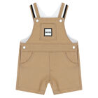 Baby Boys White & Beige Dungaree Set, 1, hi-res