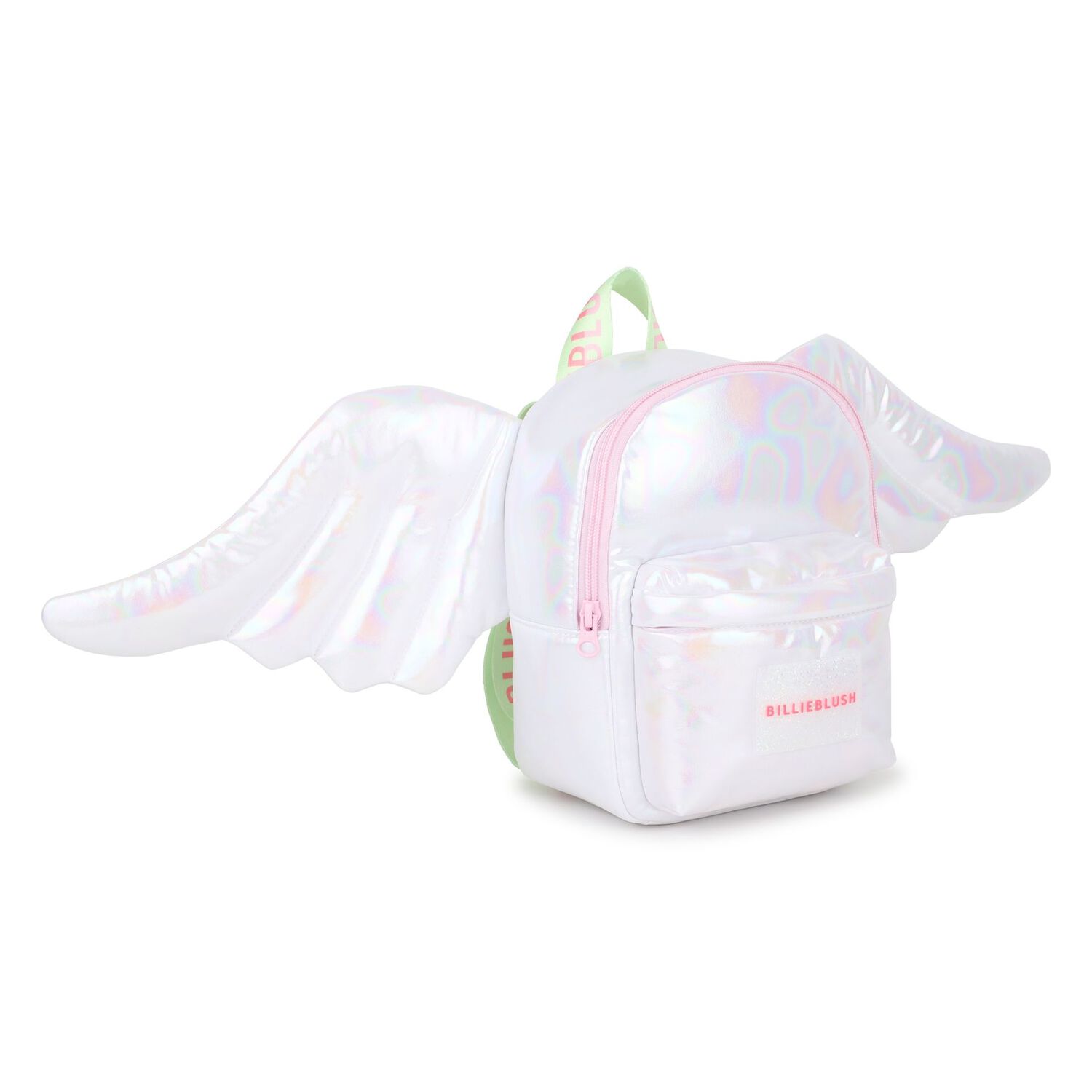 Girls Silver Iridescent Logo Backpack, 1, hi-res