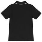 Boys Black Logo Polo Shirt, 1, hi-res