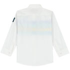 Boys White Logo Striped Shirt, 1, hi-res