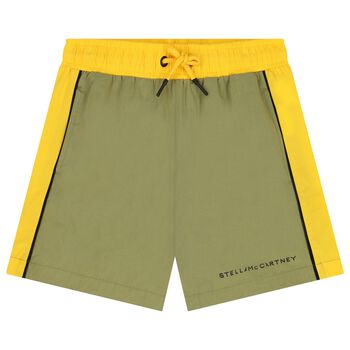 Boys Green & Yellow Logo Shorts