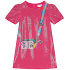 Girls Pink Sequin Logo Dress, 1, hi-res