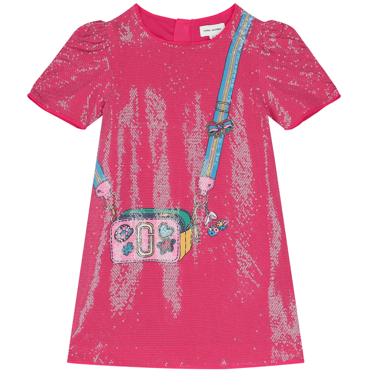 Girls Pink Sequin Logo Dress, 1, hi-res