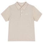 Boys Beige Logo Polo Shirt, 1, hi-res