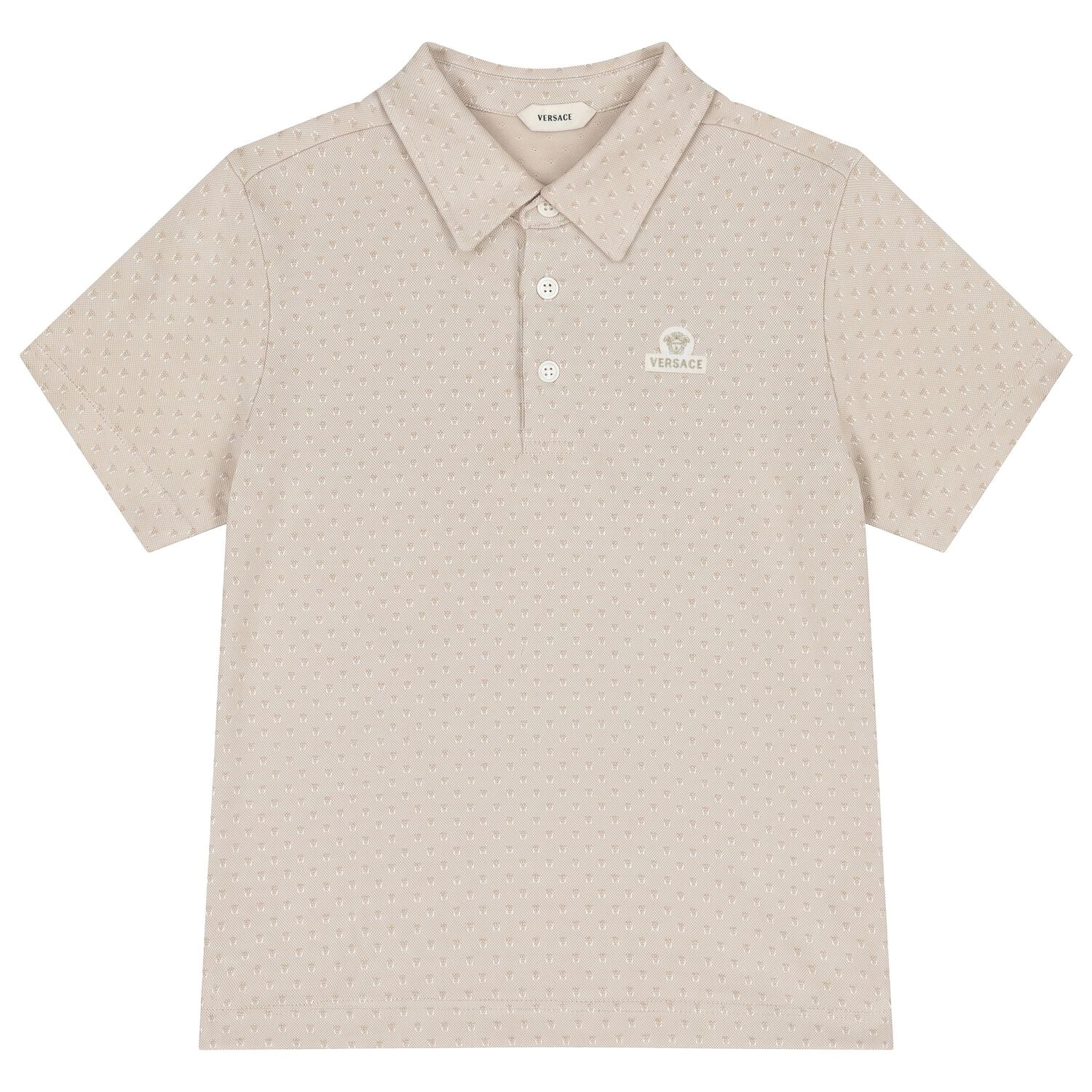 Boys Beige Logo Polo Shirt, 1, hi-res