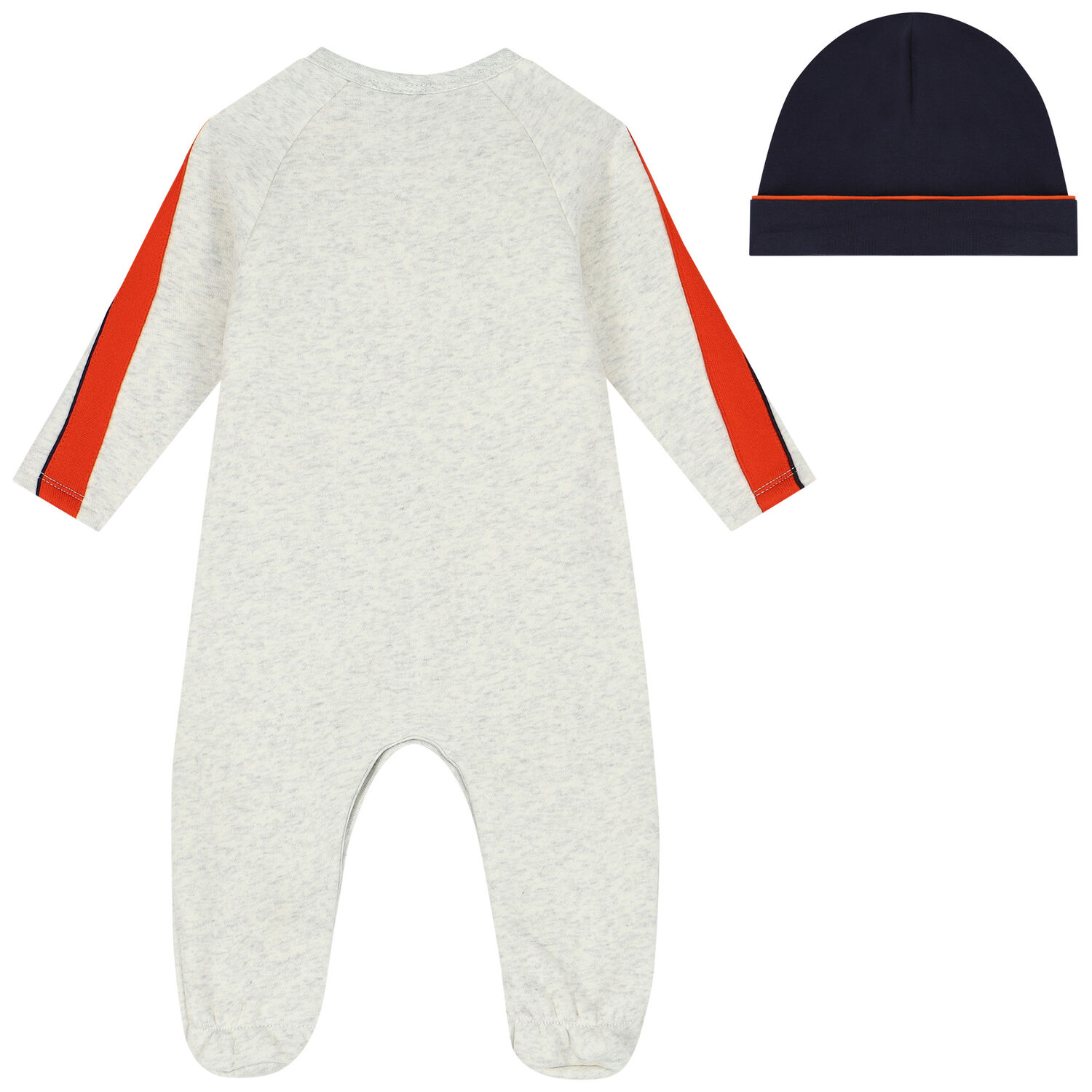 Boys Grey & Navy Logo Babygrow Set, 1, hi-res