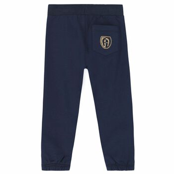 Younger Boys Navy Logo Joggers