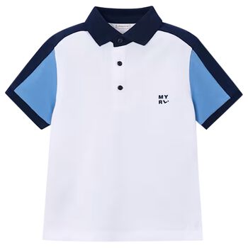 Boys White Logo Polo Shirt