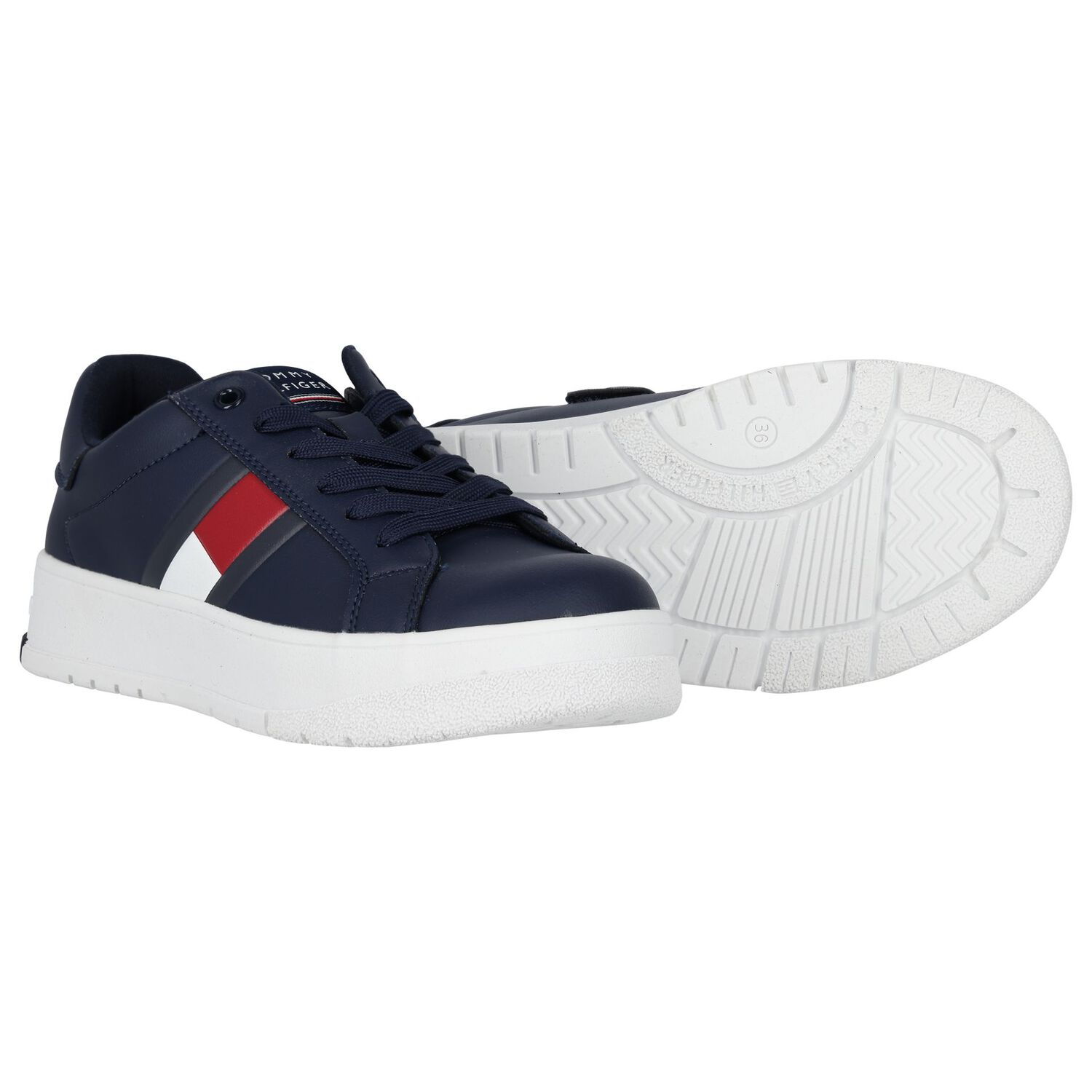 Boys Navy Blue Logo Trainers, 2, hi-res image number null