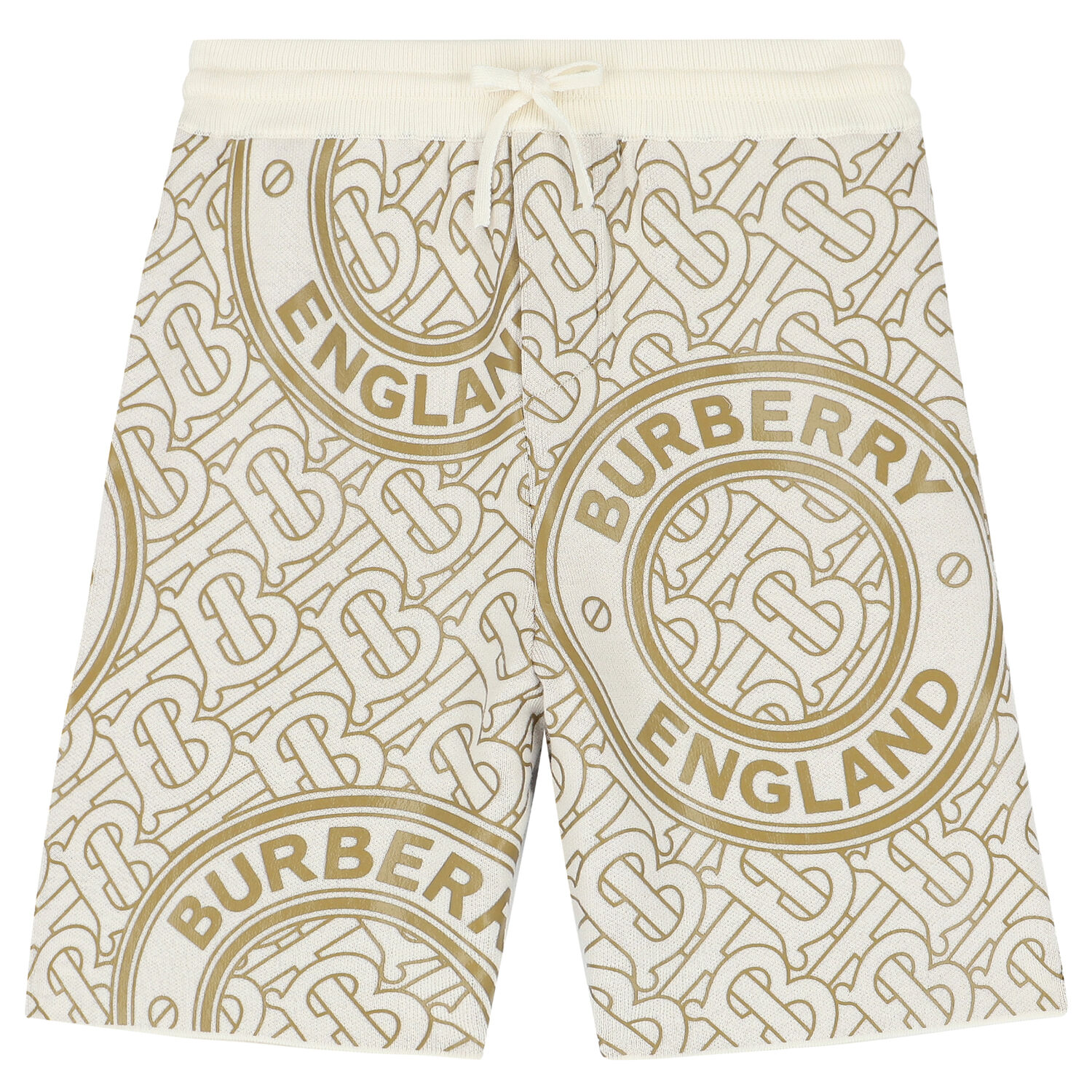 Boys Ivory & Beige Logo Shorts, 1, hi-res image number null