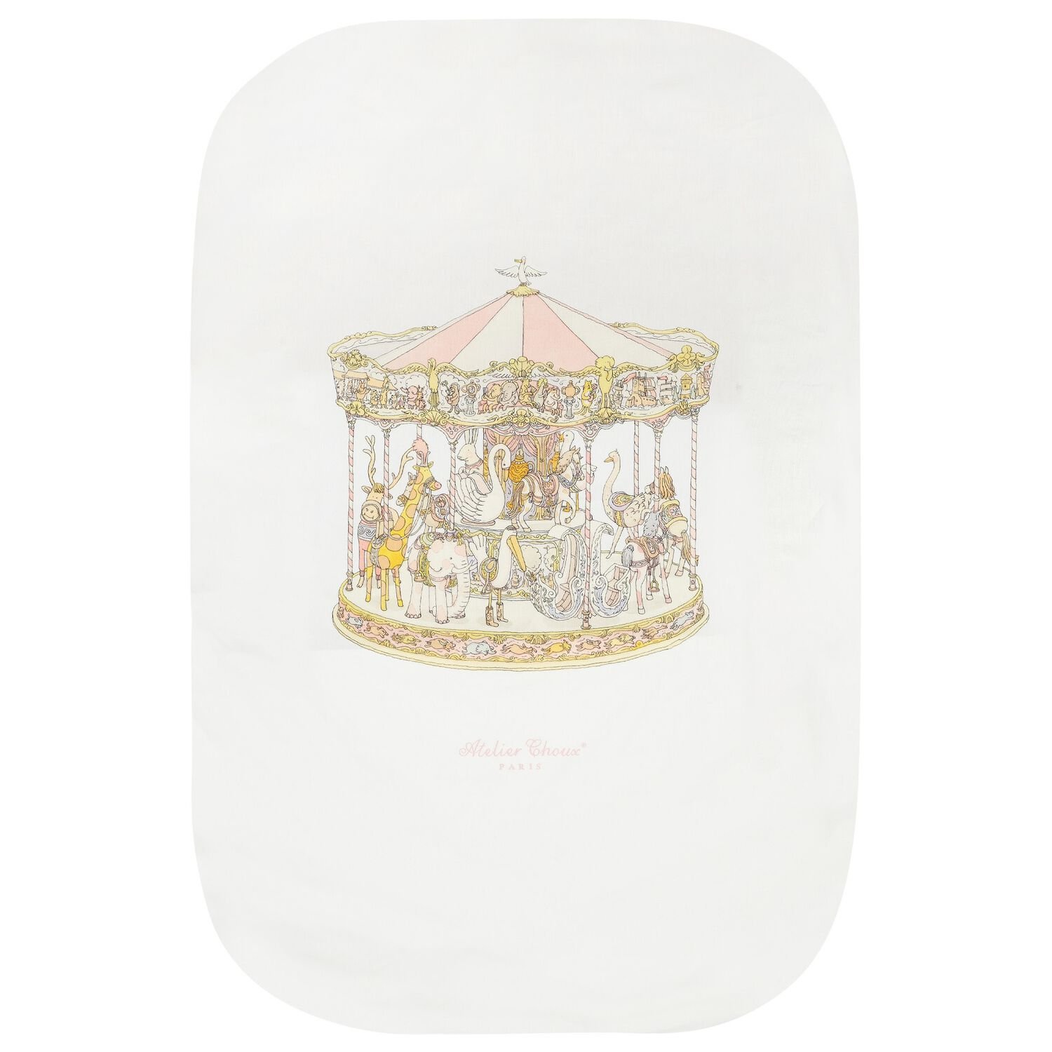 Baby Girls White & Pink Carousel Fitted Sheet, 2, hi-res