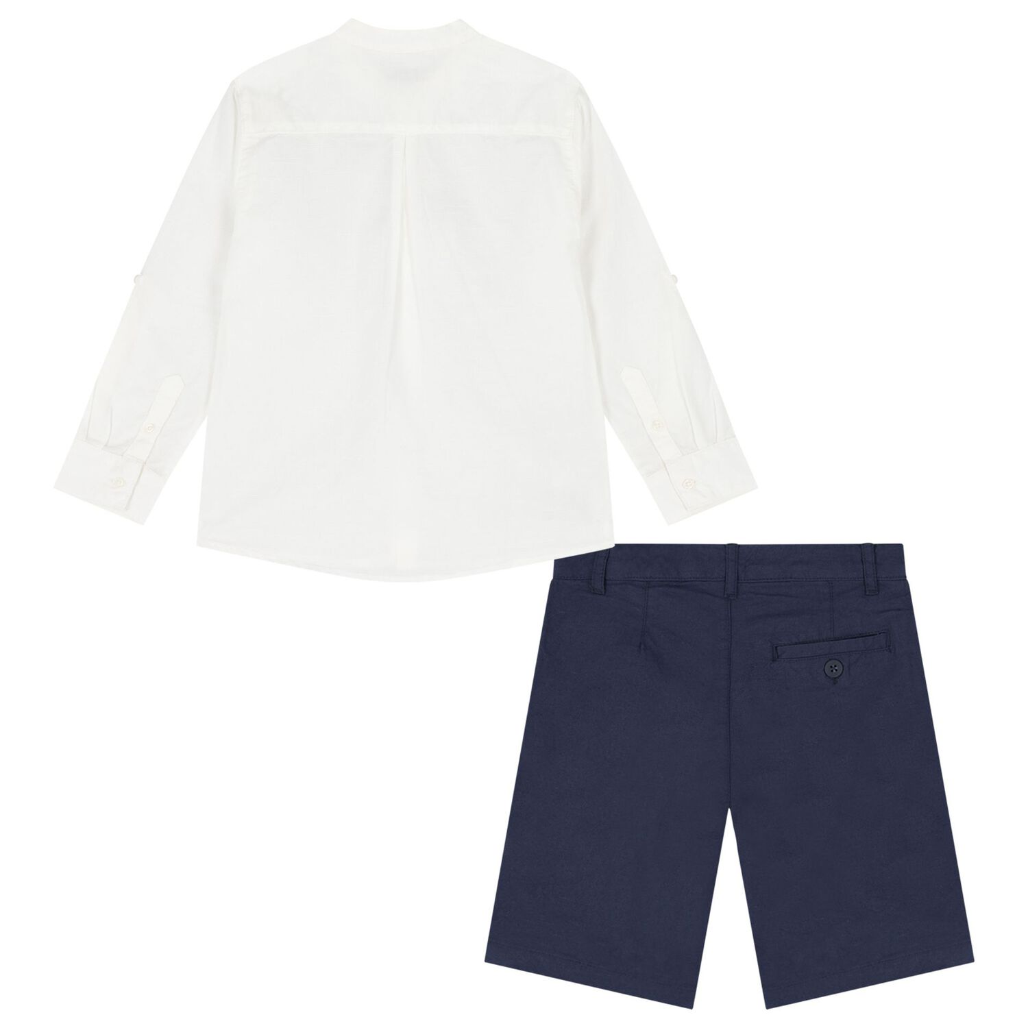 Boys White & Navy Blue Shorts Set, 3, hi-res
