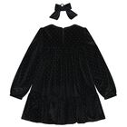 Girls Black Sparkle Velvet Dress Set, 1, hi-res