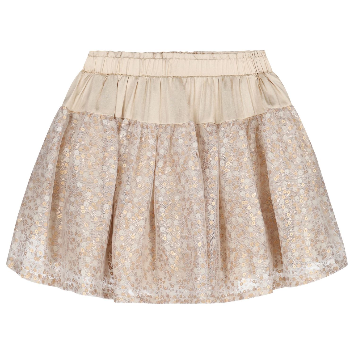 Girls Beige Satin & Sequin Skirt, 1, hi-res image number null
