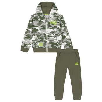 Boys Green Camouflage Tracksuit