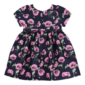 Younger Girls Navy Blue & Pink Floral Dress