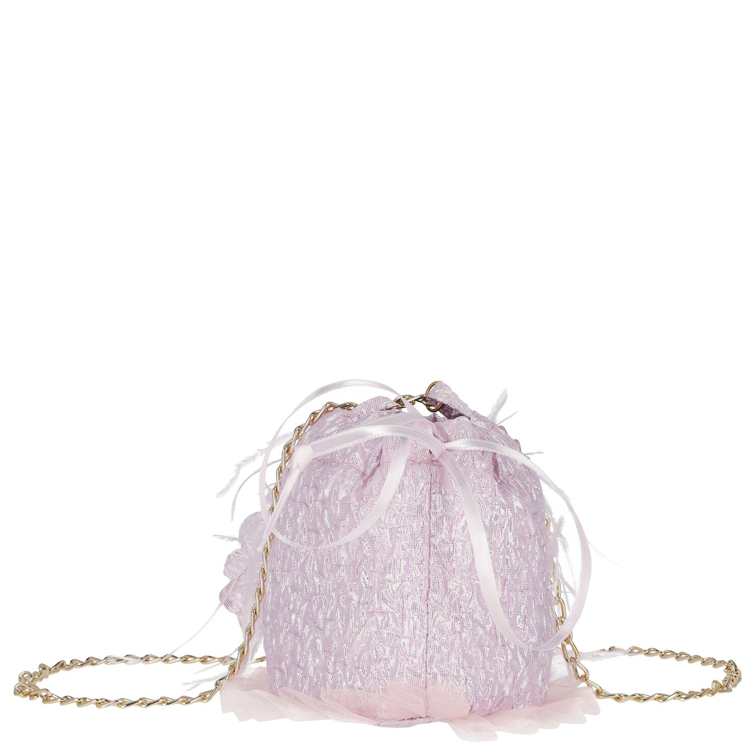 Girls Pink Feather Handbag, 1, hi-res