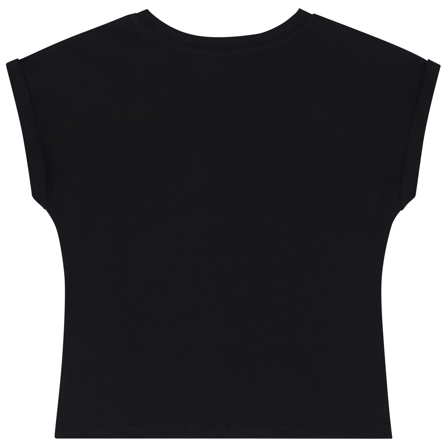 تيشيرت بالشعار باللون الأسود للبنات , 1, hi-res