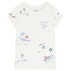 تيشيرت بنات بالشعار باللون الأبيض, 1, hi-res