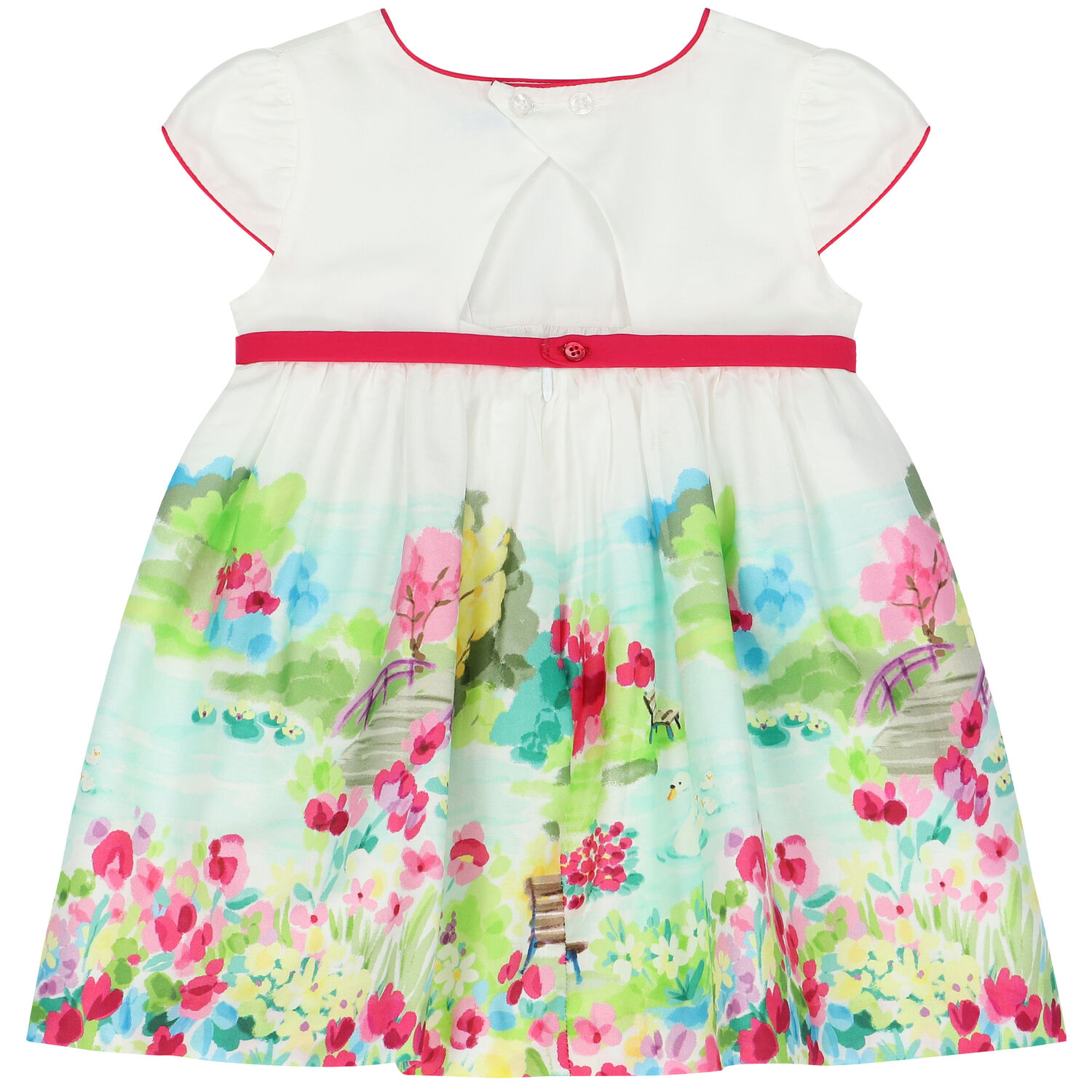 Younger Girls White & Pink Floral Dress, 1, hi-res image number null