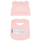 Baby Girls Pink Teddy Bear Logo Hat & Bib Gift Set, 5, hi-res