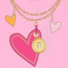 Girls Pink Logo Hearts T-Shirt, 3, hi-res