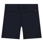 Boys Navy Blue Logo Chino Shorts, 1, hi-res