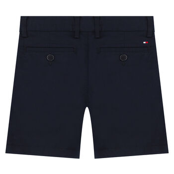 Boys Navy Blue Logo Chino Shorts