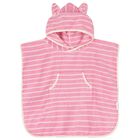 Girls Pink & Ivory Striped Hooded Poncho Towel, 1, hi-res