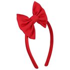 Girls Red Bow Satin Dress & Hairband Set, 1, hi-res