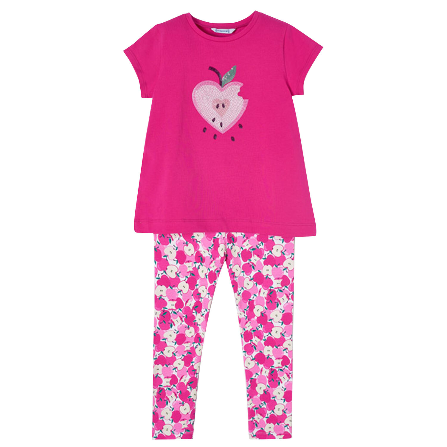 Girls Pink Apple Leggings Set, 1, hi-res