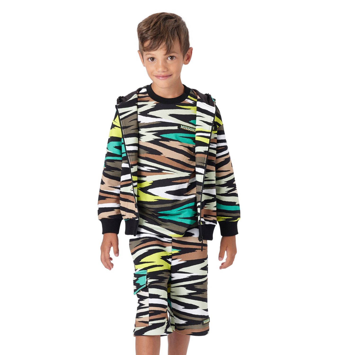 شورت أولاد متعرج بالشعار متعدد الألوان, 1, hi-res