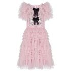 Girls Pink & Black Bow Tulle Dress, 1, hi-res