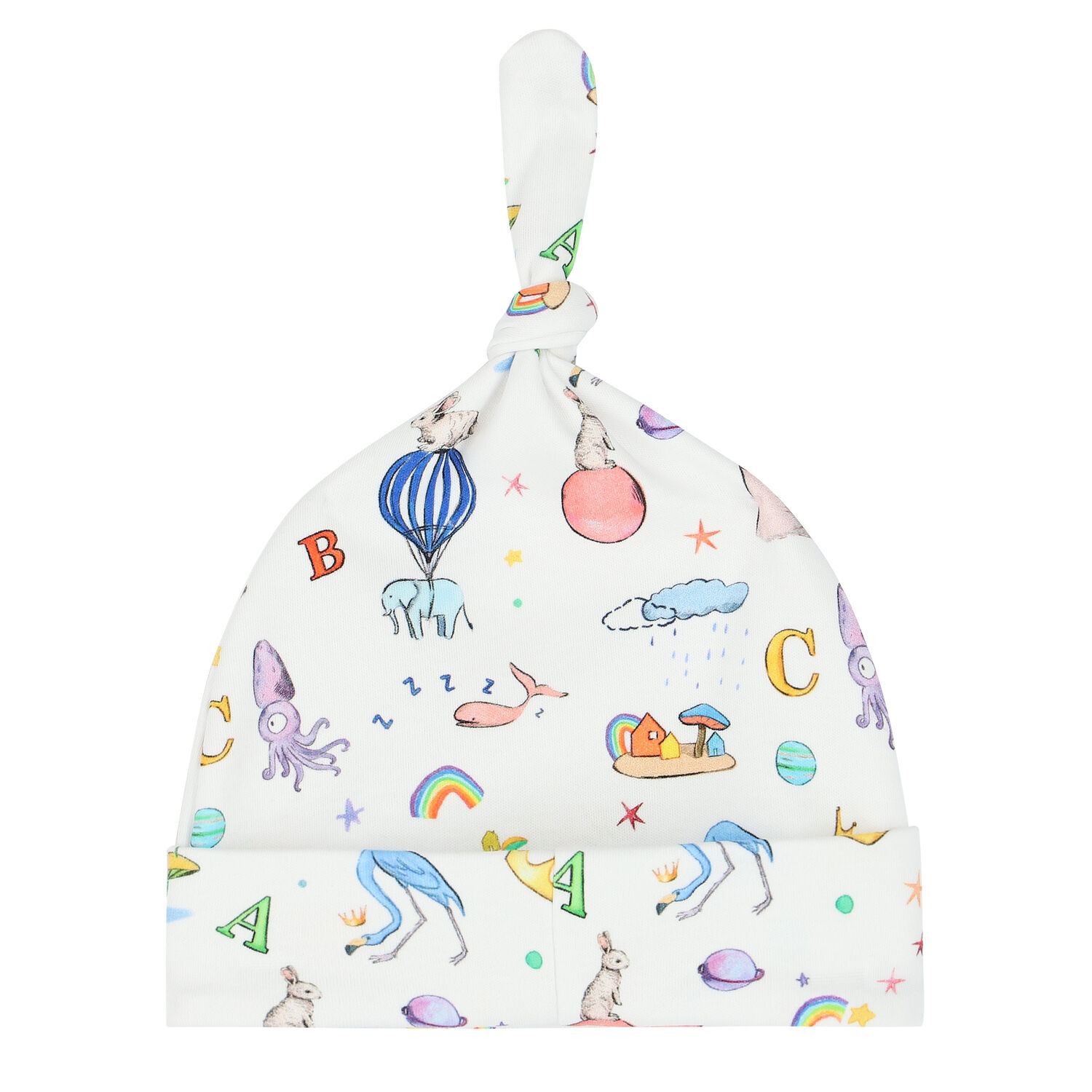 Baby Boys White Graphic Hat, 1, hi-res