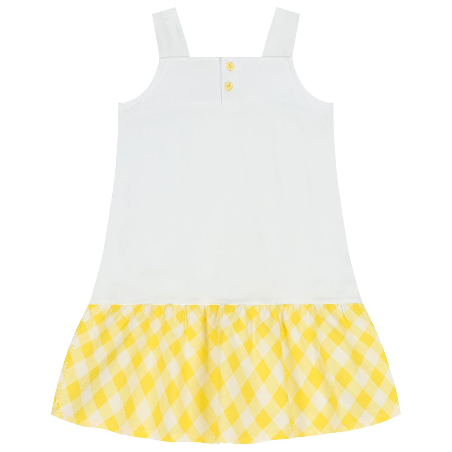 Girls Yellow & White Logo Dress, 1, hi-res