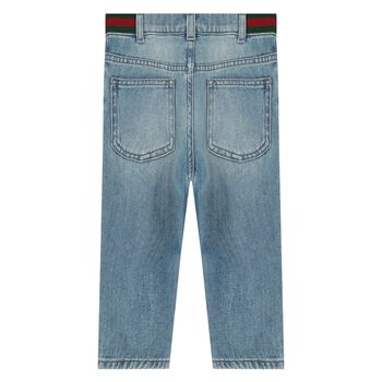 Younger Boys Blue Web Striped Denim Jeans
