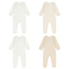 White & Beige Babygrows ( 4 Pack ), 3, hi-res