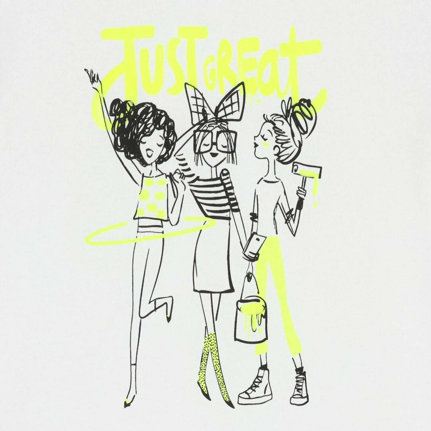 تشرت نيون باللونين الابيض و الاخضر للبنات , 1, hi-res