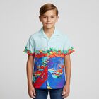 قميص أولاد بالشعار باللون الأزرق, 1, hi-res