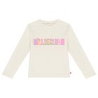 Girls Ivory Logo Long Sleeve Top, 2, hi-res