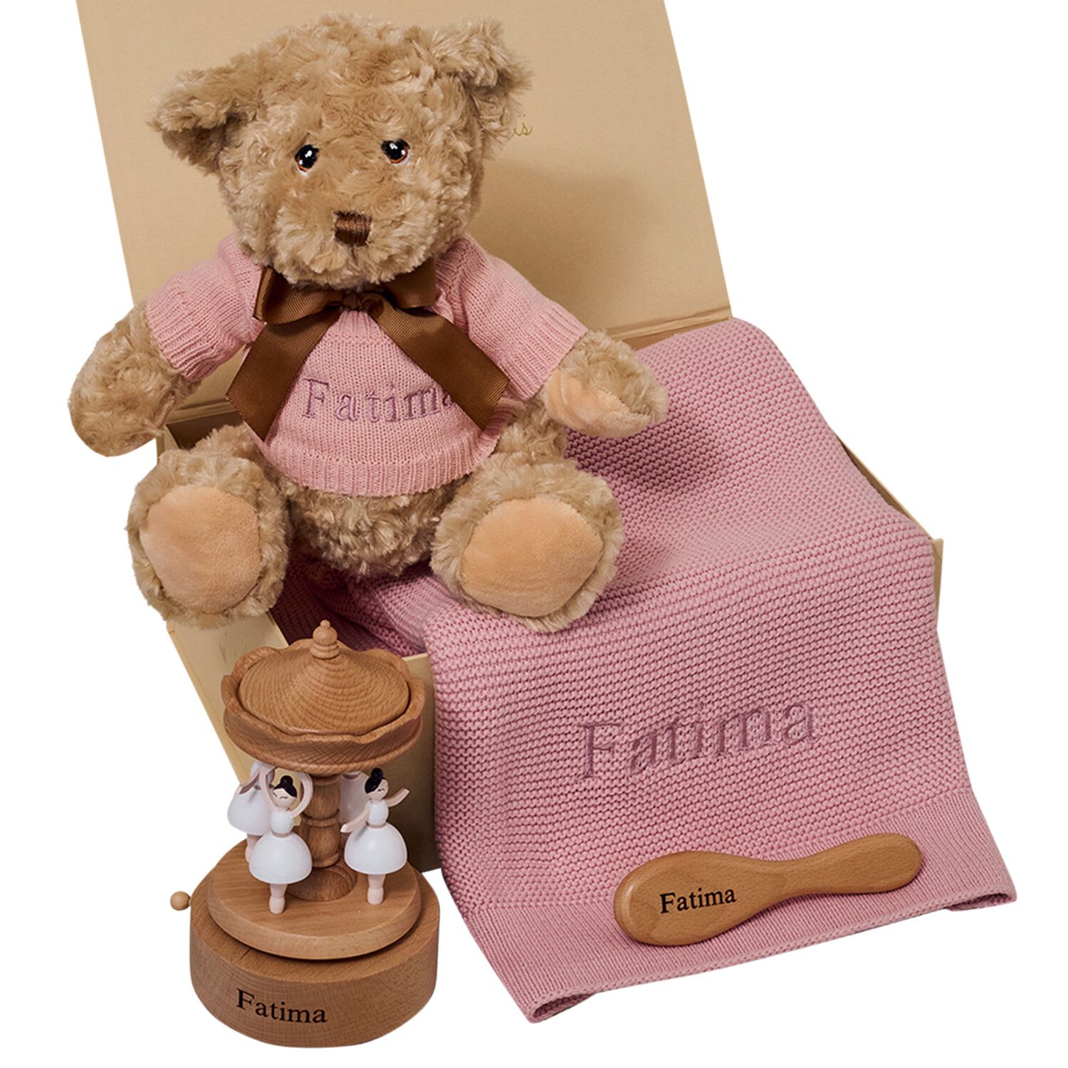 مجموعة هدايا مواليد للبنات بتصميم كاروسيل موسيقي وردي اللون، قابلة للتخصيص, 3, hi-res