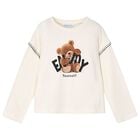 Girls Ivory Teddy Bear Long Sleeve Top, 1, hi-res