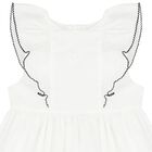 Girls White & Navy Blue Ruffled Dress, 1, hi-res
