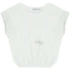 تيشيرت بنات بالشعار باللون الابيض, 2, hi-res