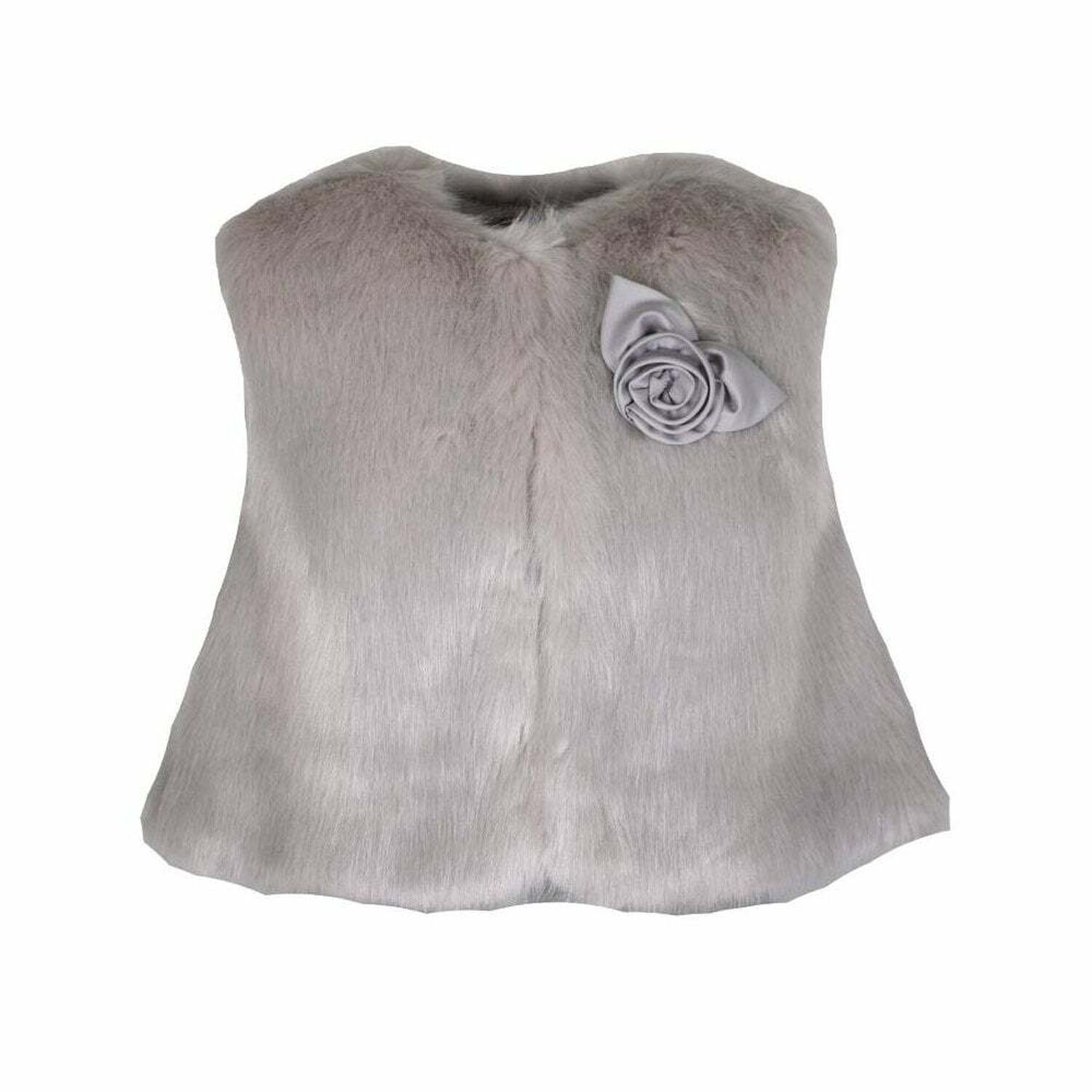Girls Grey Faux Fur Gilet, 1, hi-res