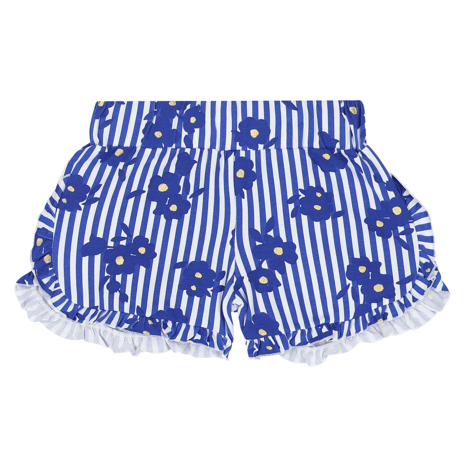 Girls White & Blue Camera Shorts Set, 1, hi-res