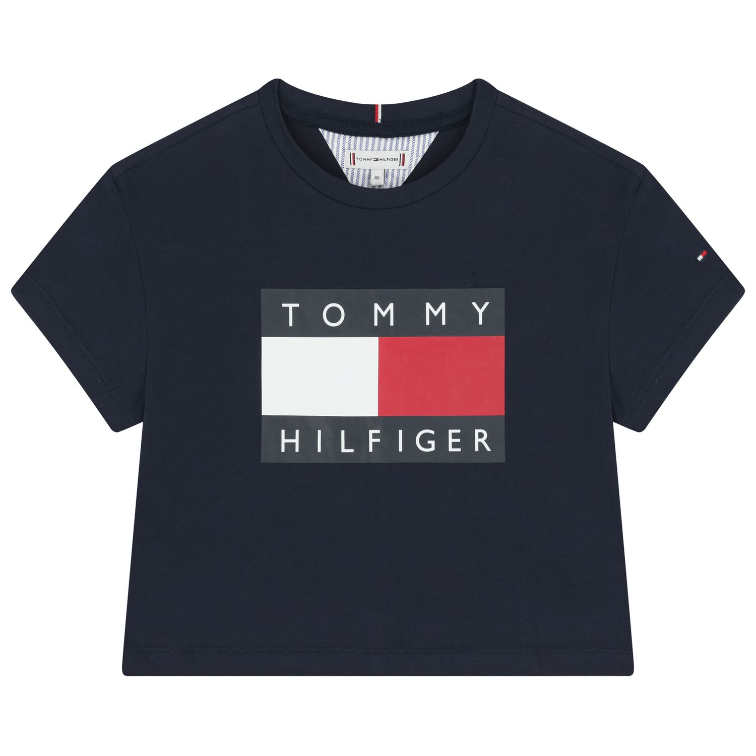 تيشيرت بنات بالشعار باللون الكحلى , 1, hi-res