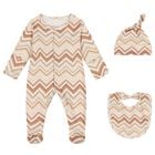 Beige & Brown Zig Zag Babygrow Set, 2, hi-res