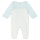 Baby Boys White & Blue Logo Babygrow Set, 1, hi-res
