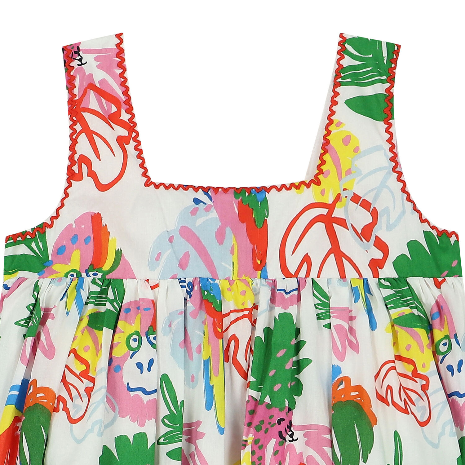 Girls Ivory Animals & Leaves Dress, 1, hi-res